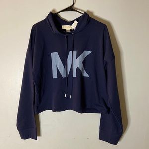 MICHAEL Michael Kors - Women’s Crop Top Hoodie - Navy Blue - Size XL